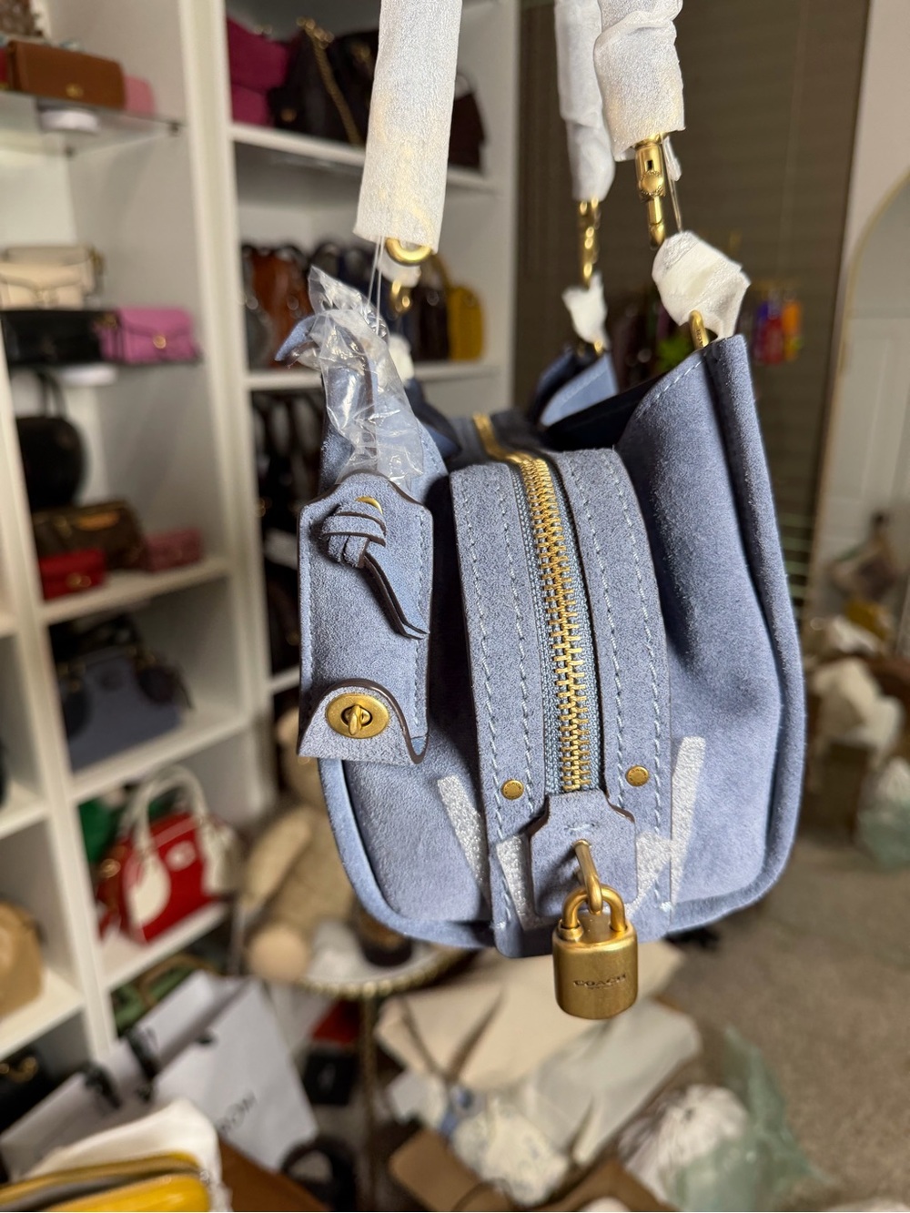 Coach Blue Suede Rogue 34 - Picture 4 of 10